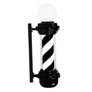 Barber pole black and white with circular lamp