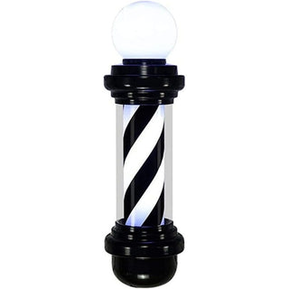 Barber pole Black & White with circular lamp