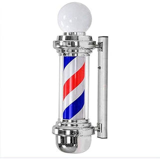 Barber pole Silver With Lamp