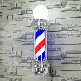 Barber pole Silver With Lamp