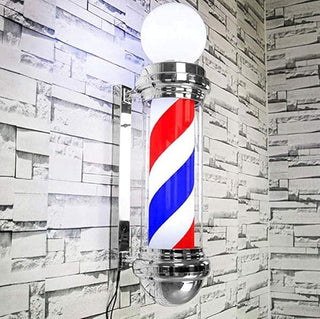 Barber pole Silver With Lamp