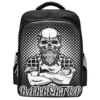 Barber Backpack Skull Black and White