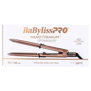 BaBylissPRO Nano Titanium Optima 3000 Stainless Steel Flat Iron/ Straightener 32mm