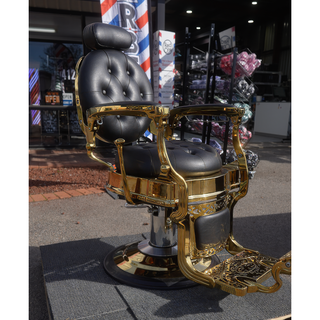 Gold Barber Chair Black Stitching