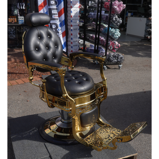 Gold Barber Chair Black Stitching