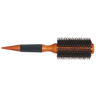 Round Hair Brush Bristle Dark Wooden Handle