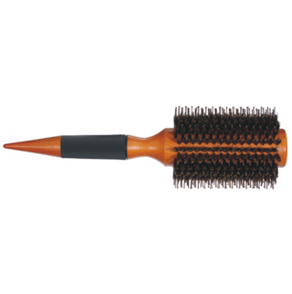 Round Hair Brush Bristle Dark Wooden Handle