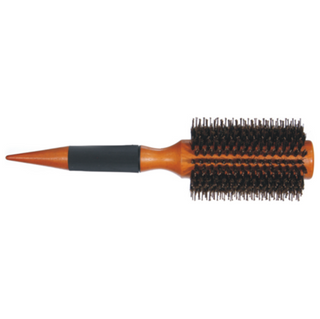 Round Hair Brush Bristle Dark Wooden Handle