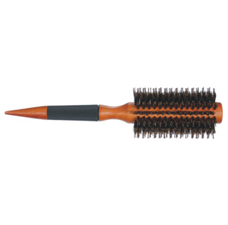 Round Hair Brush Bristle Dark Wooden Handle