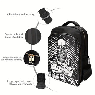 Barber Backpack Skull Black and White