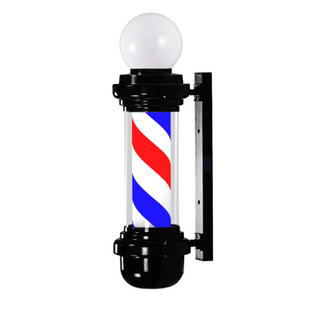 Barber Pole Light With LampBlack Case Red White Blue Spin