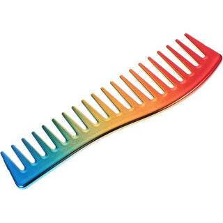 redone WIDE TOOTH HAIR COMB chrome gold blue