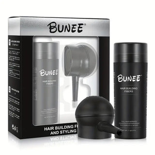 Bunee Hair Building Fibers 2 in 1 Kit Hair Thickening Fibers Spray