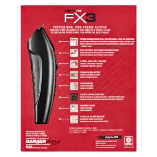 BaBylissPRO FX3 Professional High Torque Clipper - Black